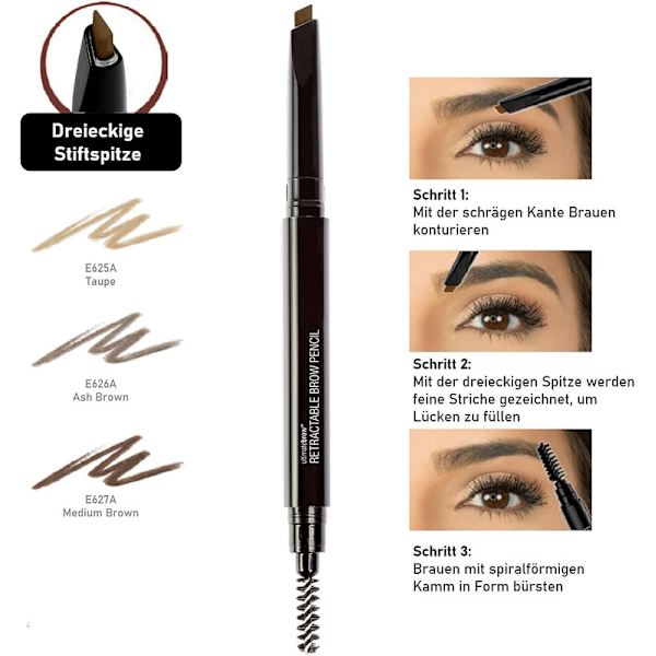 【DENGTU】Ultimate Brow infällbar penna, ögonbrynspenna med triangulär penna
