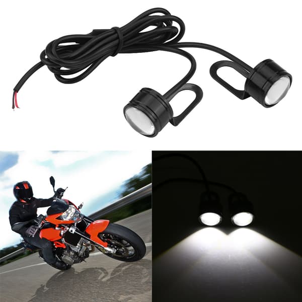 2 stk. Universal LED Motorsykkel Styret Bakspeil DRL Tåkelys Hvit