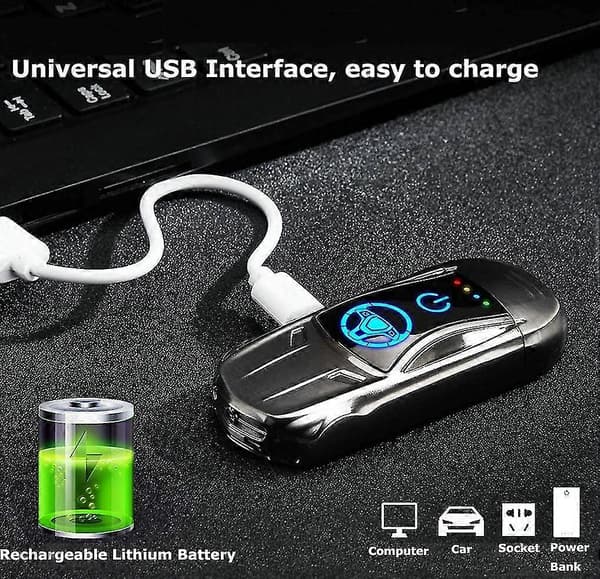 Elektrisk lighter USB genopladelig lighter med fingeraftrykssensor sportsbilsform