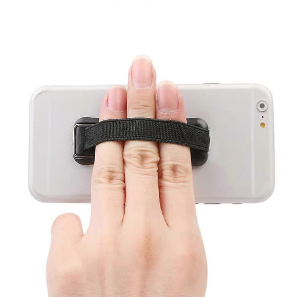 Fingergreb Elastikbånd Rem Telefonholder Ringstativ til Mobiltelefoner Tablets[dt] Black