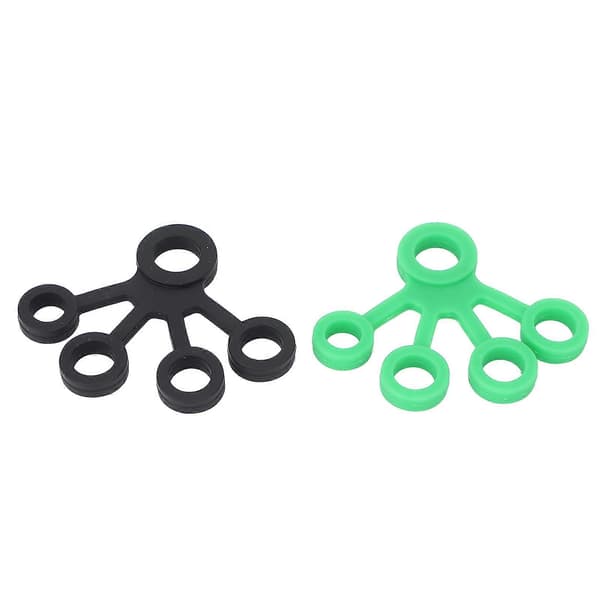 2 stk. silikone fingerstrækker bærbar elastisk håndmodstandsbånd styrker 11LB (mørkegrøn sort) 5 5
