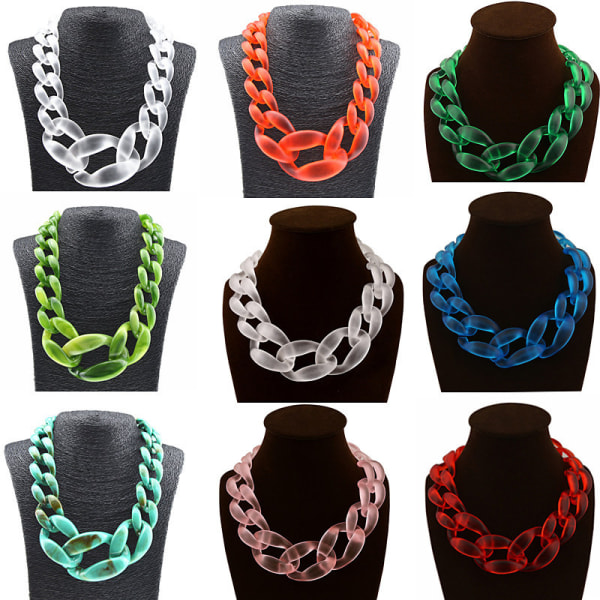 Akryl Chunky Chain Choker Halsband för kvinnor Vit