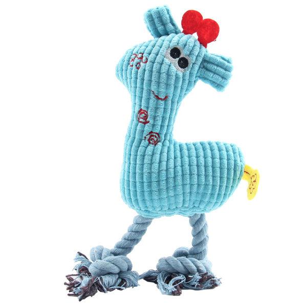 Hundplysch pipande leksaker med rep för tandrengöring Hållbar Blue