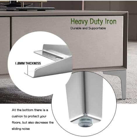 [DT]Sæt med 4 moderne trekantede møbelben i metal til garderobe, sofa, stol (17 cm)