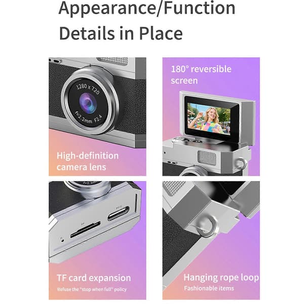 Quick Release Action Kamera Højopløsningsvideo ABS Ramme til Eventyraktivitet Bærbart Design Sort Black