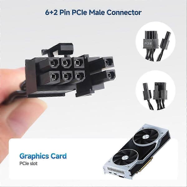 8-pin til 6+2-pin GPU-strømkabel for ARESGAME PSU