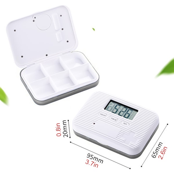 Bærbar Mini Pille Dispenser: Alarm, LCD-Skjerm, 6 Rom, og Digital Påminnelse