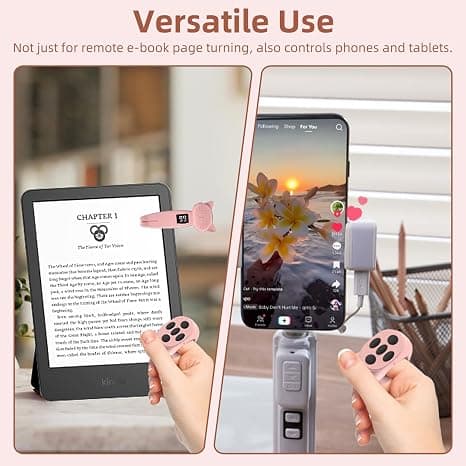 Sidevenderfjernkontroll for Kindle Paperwhite Oasis E-leser for iPad, Android (Rosa)