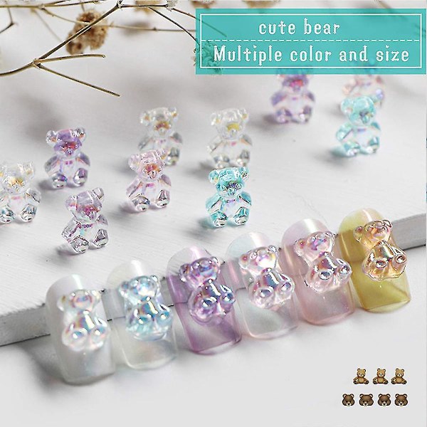 48st 3d söt björn harts Nail Art dekorationer- Crystal Bear