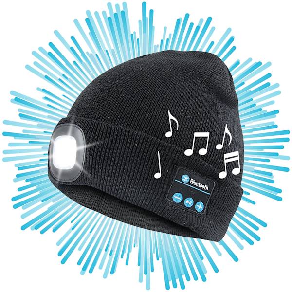 Bluetooth Led Beanie Varmisolerande Uppladdningsbar Hatt Black