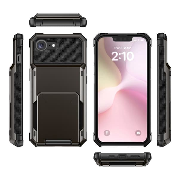 SKALO Armor Flip Kortholder Cover til iPhone 17e - Sort Svart black