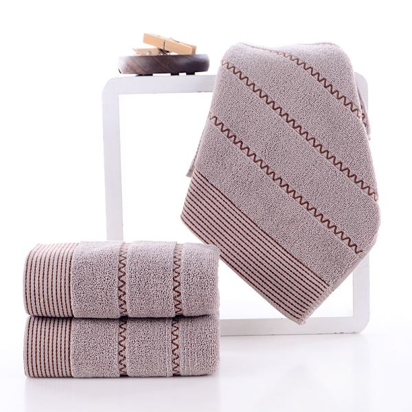 3-delad set av ren bomullshandduk, ansiktshandduk brown 3pcs
