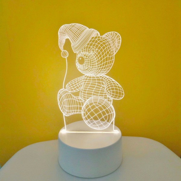 3D Nattlampa Smart Home Creative Barn presentbordslampa Colorful touch hat bear