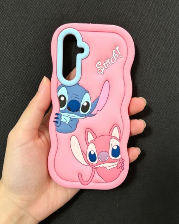 (För Samsung A16) Lilo och Stitch silikonfodral mobilskal rosa