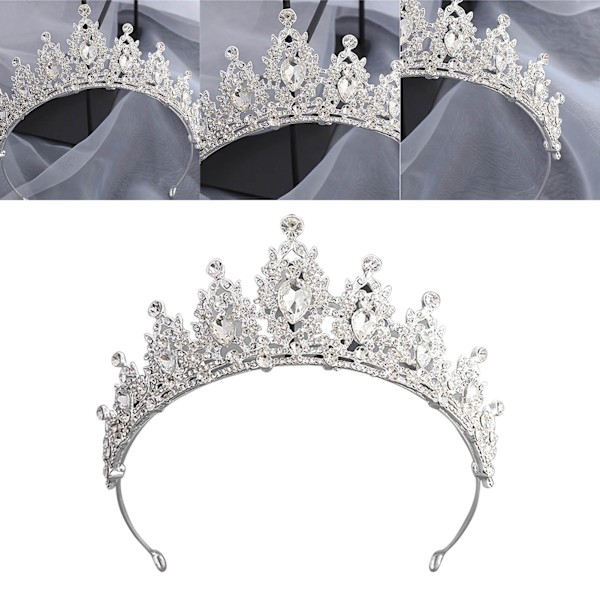 Elegant Legering Rhinestone Bryllupskrone Hovedbånd til Kvinder, Perfekt Hårtilbehør til Prom og Kostumefester