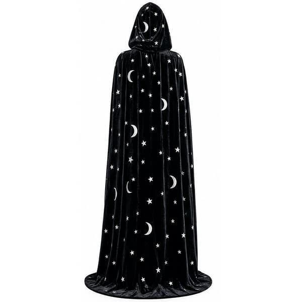 Halloween Stjerne- og Måne-Troldmandskappe, Magiker Kostume Jumpsuit til Cosplay Performance*140*sort black 140