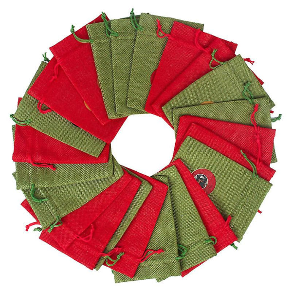 Jul adventskalender säck presentpåsar 24pcs