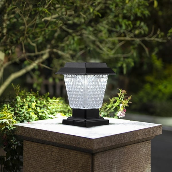 1 Solcellelampe til Søjler til Gårdmure og Portstolper - Sort Honeycomb Design