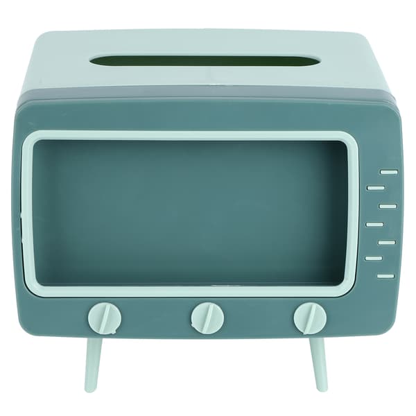 Retro TV-formad servettbox med telefonhållare, pappersförvaring
