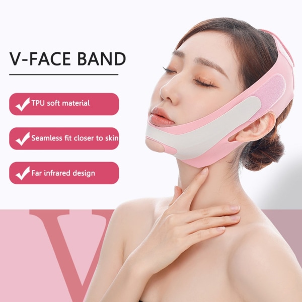 1/2PC V Face Cheek Lift Up Band Face Thin Mask V Shaping Bandage 2PCS Pink