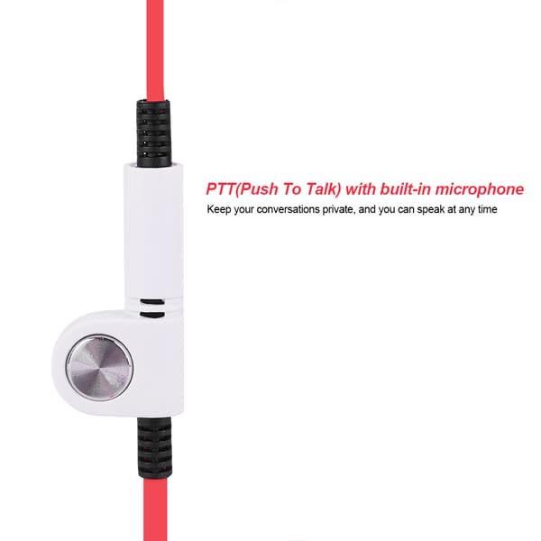2-pin Walkie Talkie Headset Flat Kabel Øretelefon Mikrofon Rød