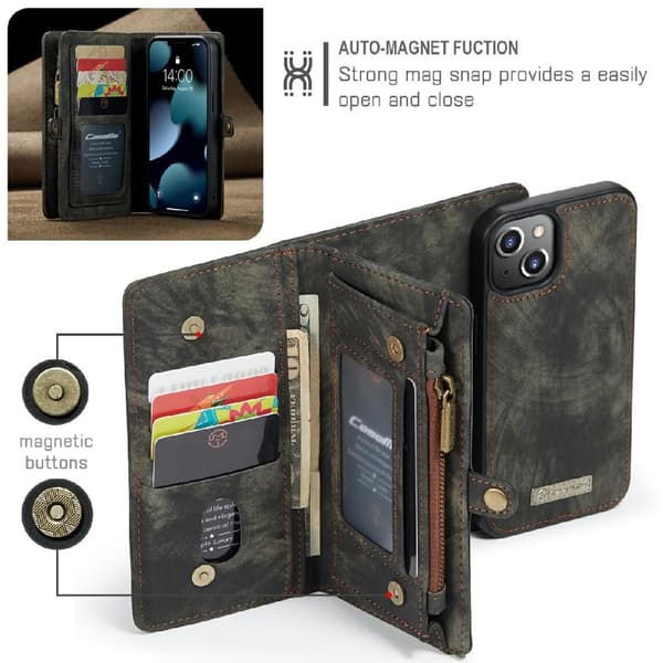 [DT]CASEME iPhone 13 Mini 2-i-1 Pung Telefoncover - Sort Black black
