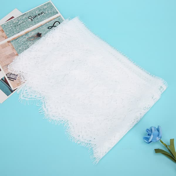 14,5 cm Vit Polyester Silke Broderi Spets Tyg för DIY Klänning Hantverk