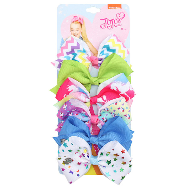 Barns 5-tums bowknot hårklämma set 6 färger och ett kort style 6