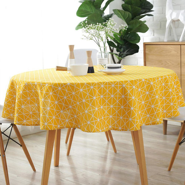 Bordsduk med rund form Skrynkelfri anti-blekningsdukar Round yellow rice word 120cm