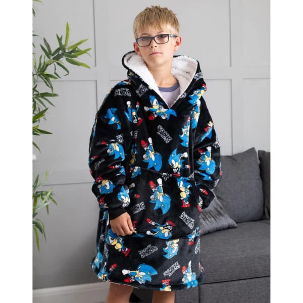 Sonic The Hedgehog Barn/Barn Oversized Hettegenser Teppe En Svart Black One Size