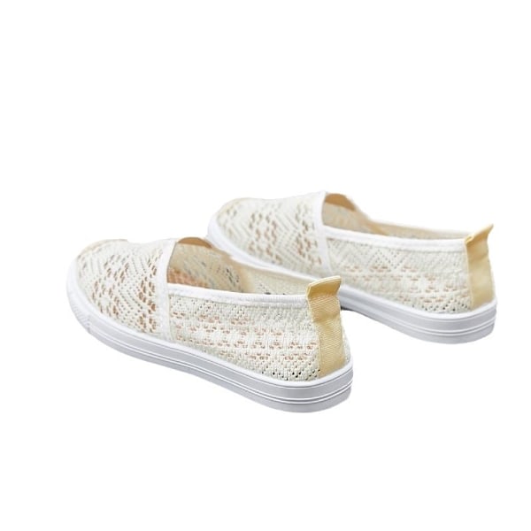 Gamla Peking tygskor dam andningsbara mjuka sula fiskarskor enstegs slip-on platta mångsidiga casual skor Off-white 39