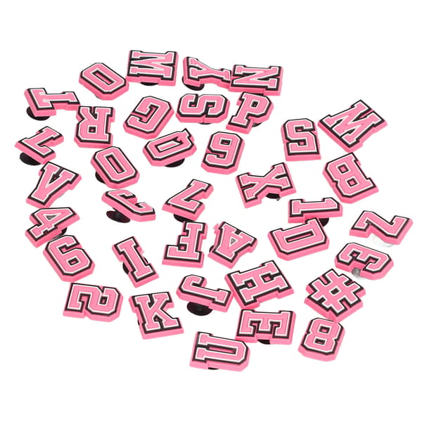 37 stk. Rosa Bokstav Sko Charm Nummer Mønster PVC Dekorativt Tilbehør
