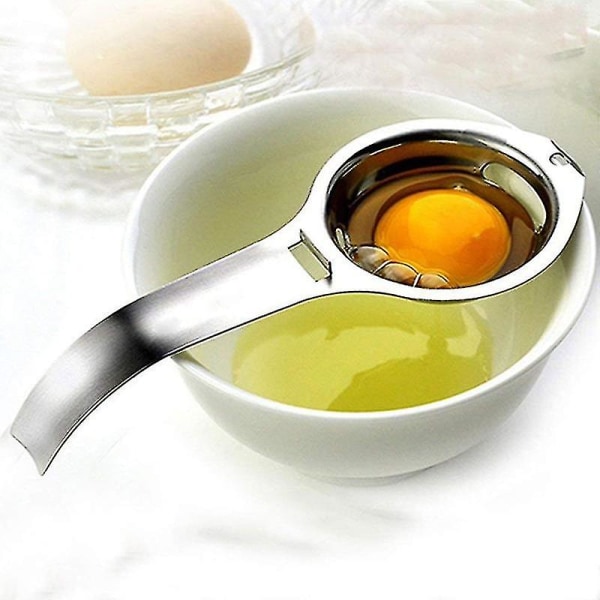 Oval eggeskiller eggeplomme hvitt filter eggeskiller matvarekvalitet rustfritt stål (17*7 cm)