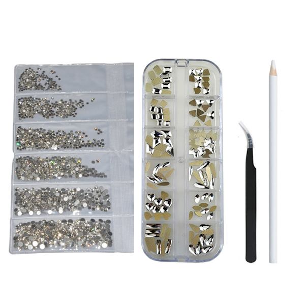 12 grid strass box nail art drill diy