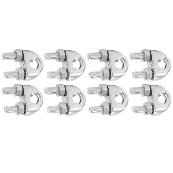 8 stk 3/8 tommer M10 rustfritt stål vaierklemme U-bolt salfeste