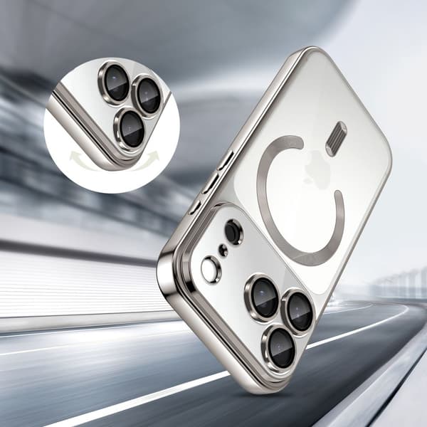 Tech-Protect iPhone 17 Pro Max Kuori MagSafe MagFlex Shiny Silver Silver, Transparent 60