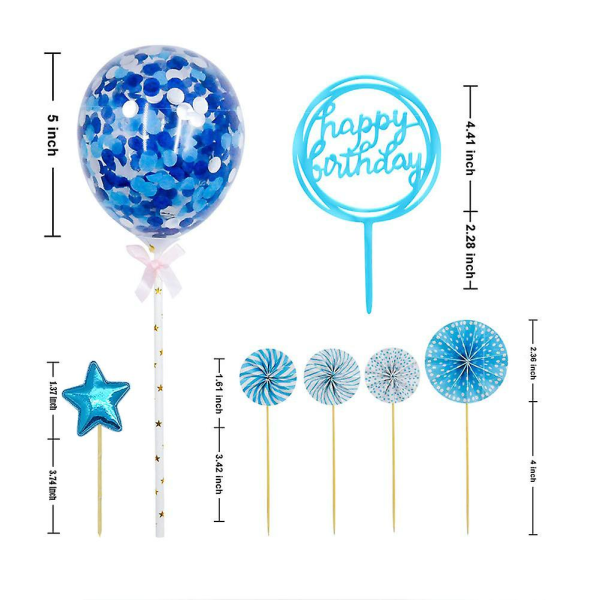 Star Ballon Grattis på födelsedagen Banner Cake Topper Dekoration 11Pcs