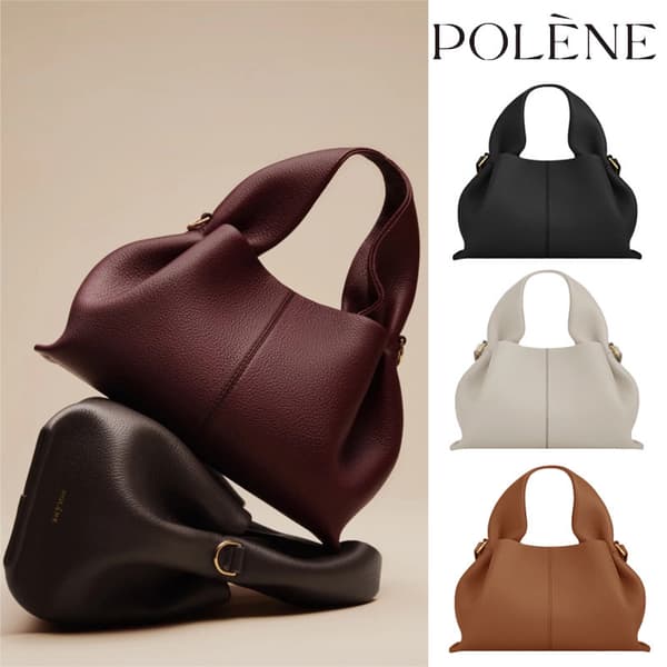 Polene Cloud Bag, Genuine Leather, Niche Crossbody Dumpling Bag, Number, Versatile Handbag/Shoulder B silverware gray