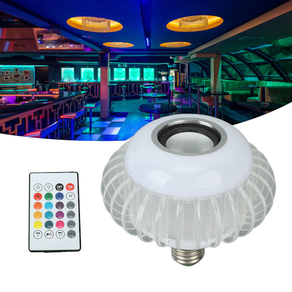Älykäs RGB LED-lamppu Bluetooth-kaiuttimella ja 24-näppäimisellä kaukosäätimellä (E26/E27)