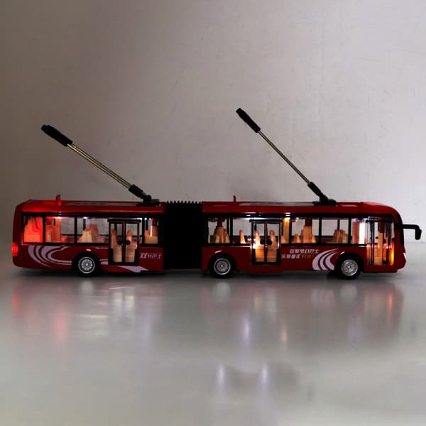 1:48 Skala CS0133 Elektronisk Bybus Lys Pædagogisk Legetøjsbil Trafikmodel til Børn Rød