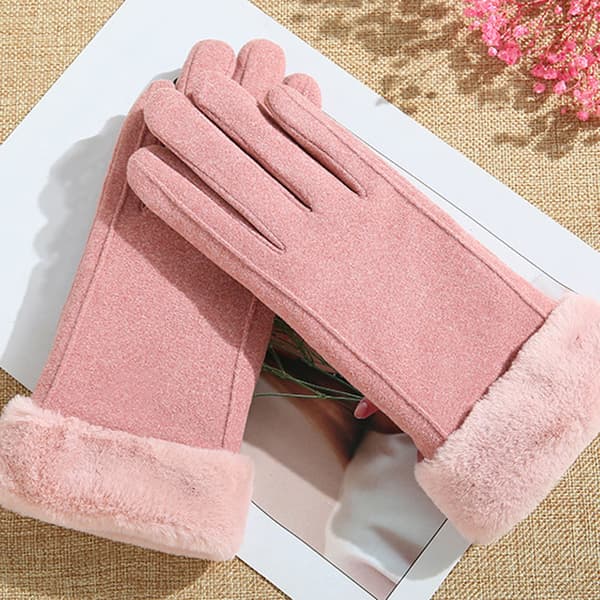 Vinterhandsker Touchscreen Varme Tykke Polyesterhandsker til Kvinder Voksne Løb Ridning Koldt Vejr Pink