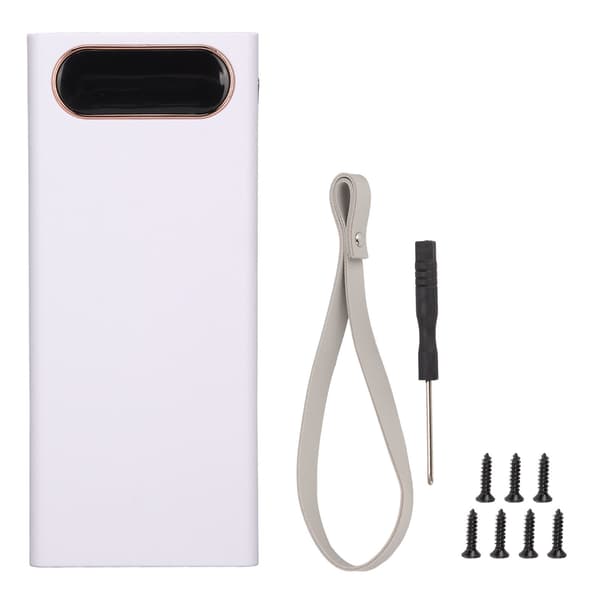 L16 16x18650 DIY Power Bank 2 USB Output Batterikasse LCD Display Micro Type C Input Port Hvid