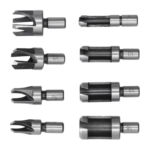 Sats med 8 träpluggborr i kolstål för precisionsträbearbetning
