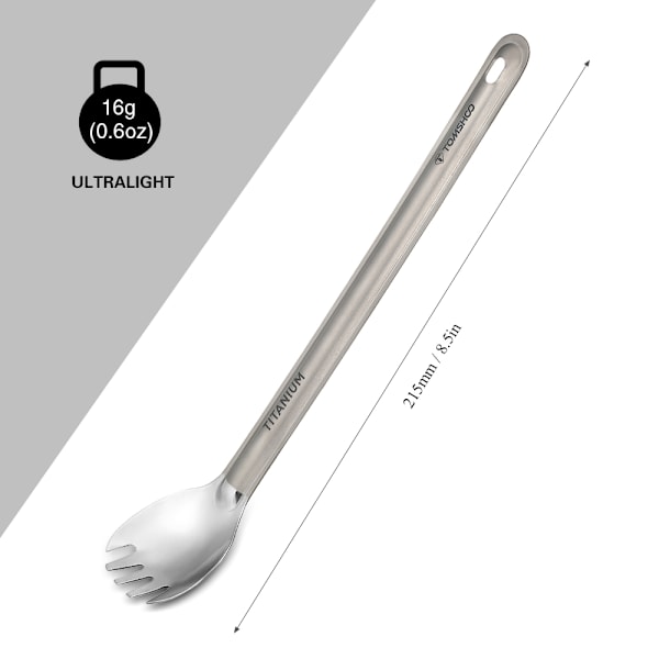 Polert Titanium Langt Håndtak Spork: Portabelt Bestikk for Camping, Backpacking og Piknik