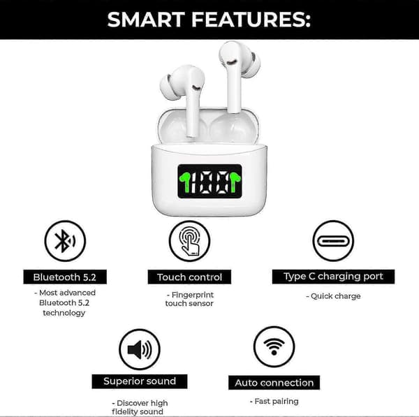 Bluetooth-headset hög kvalitet lång batteritid stort batteri in-ear high-end brusreducerande hörlurar för män och kvinnor White