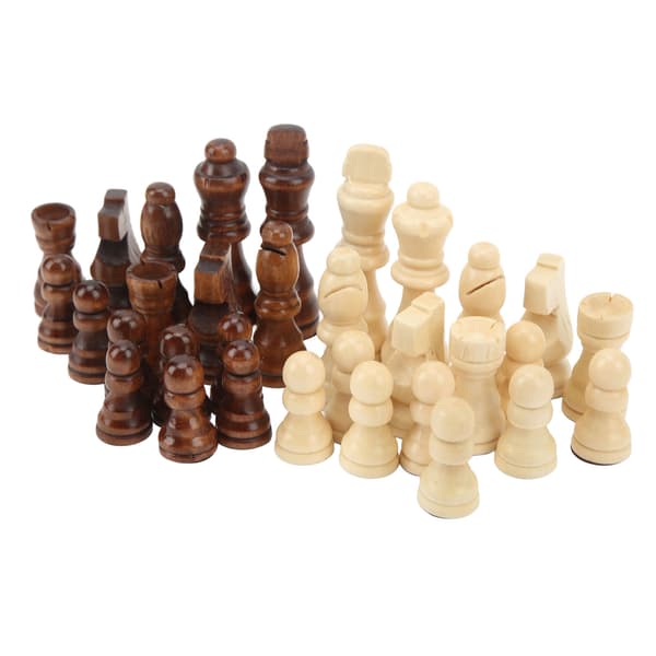 32PCS Internationella schackpjäser Dubbelfärgad träschackfigurer Barnunderhållningsleksaker