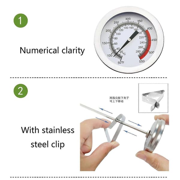 Frituretermometer med klips, øjeblikkelig aflæsning, drejetermometer, kødtermometer