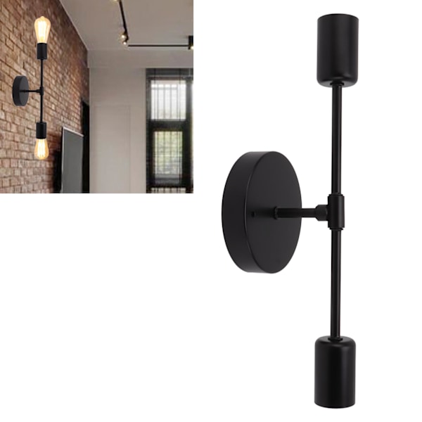 E27 E26 Dobbel Vegglampe Sokkel - Moderne Svart Jernholder for Stue, Bad og Garderobe