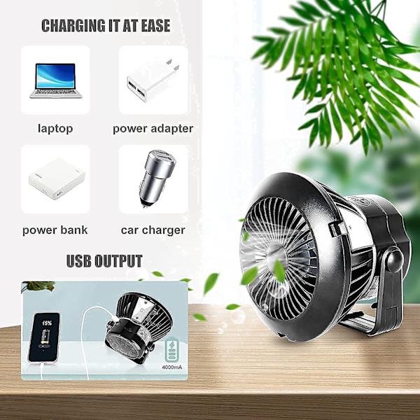 Solar Camping Fläkt med LED-ljus med hängkrok Portable