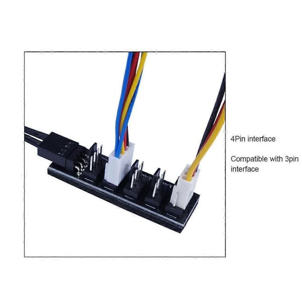 40 cm 1 til 5 4-bens PWM CPU-køler/kabinet/chassis køleblæserkabelhub splitteradapter sort ærme [dt]